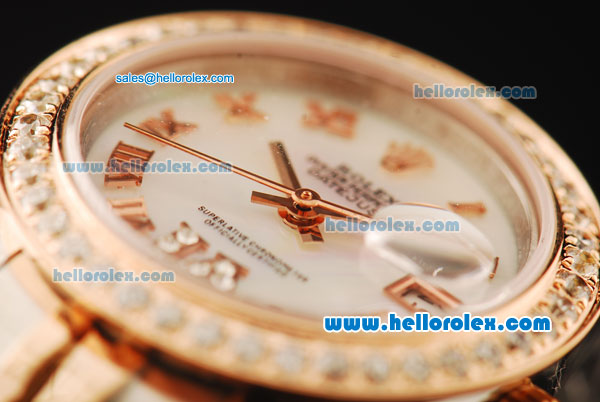 Rolex Datejust Automatic Movement ETA Coating Case with White MOP Dial and Diamond Bezel - Click Image to Close